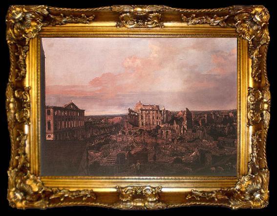 framed  Bernardo Bellotto Ruines de la Pirnaische Vorstadt a Dresde, ta009-2